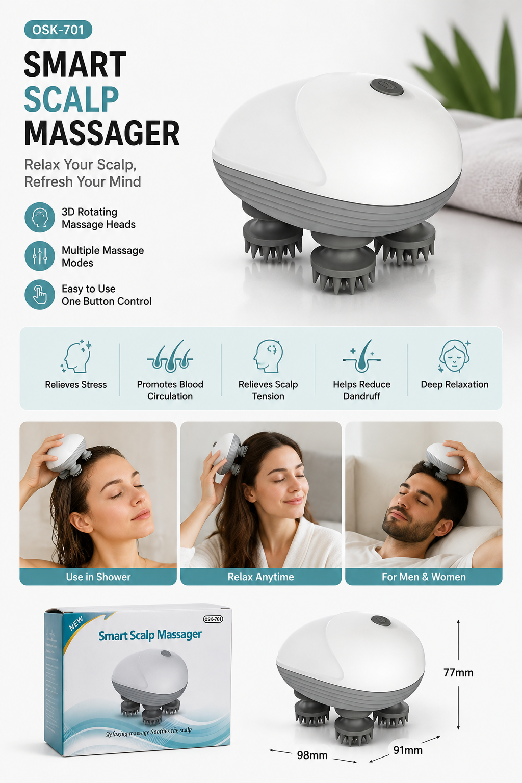 Smart Scalp Massager – Electric 3D Head & Scalp Massage Device
