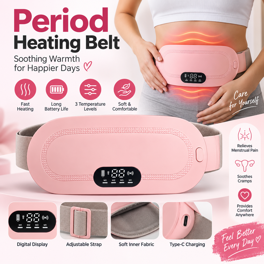 Rechargeable Period Heating Belt – 3 Heat Levels | Menstrual Cramp Relief